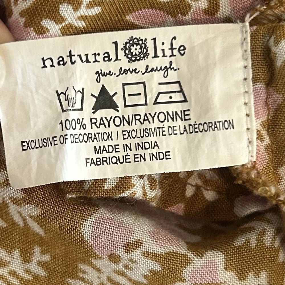 Natural Life Boho Floral Mini Short Dress Sz L Artsy Hippie Balloon Sleeve - Picture 7 of 11
